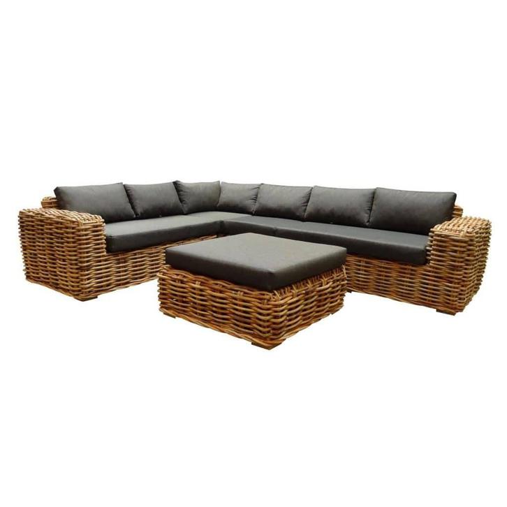 Sabuga hoek loungeset 5-delig naturel rotan, Tuin en Terras, Tuinsets en Loungesets, Nieuw, Ophalen of Verzenden