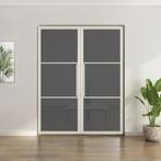 Dubbele stalen taatsdeur - 3 Vlaks - Wit - Rook glas, Minder dan 80 cm, Overige typen, Nieuw, Metaal