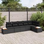 vidaXL Tuin Sofa Set met kussen 6 pcs Zwart Poly riet, Tuin en Terras, Verzenden, Nieuw, Rotan