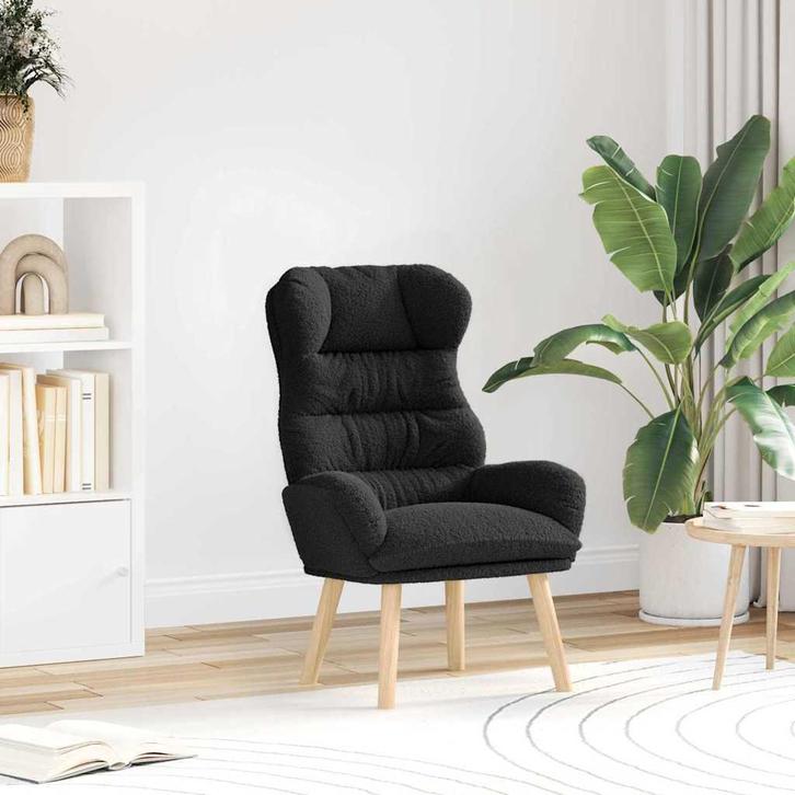 vidaXL Fauteuil Zwart 69 x 74 x 93 cm Sherpa Stof, Huis en Inrichting, Fauteuils, Nieuw, Verzenden
