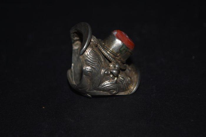 Zonder Minimumprijs - Ring Zilver, Coral, Antiek en Kunst, Kunst | Niet-Westerse kunst