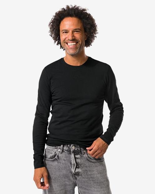 HEMA Heren T-shirts lange mouw slimfit o-hals - 2 stuks, Kleding | Heren, Overige Herenkleding, Nieuw, Verzenden