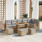 vidaXL 10-delige Tuinbankenset met kussens poly rattan, Verzenden, Nieuw, Rotan