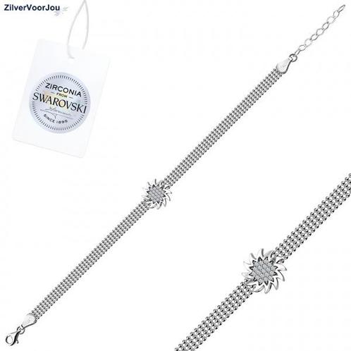Zilveren Swarovski corona zon armband, Sieraden, Tassen en Uiterlijk, Armbanden, Wit, Nieuw, Zilver, Verzenden
