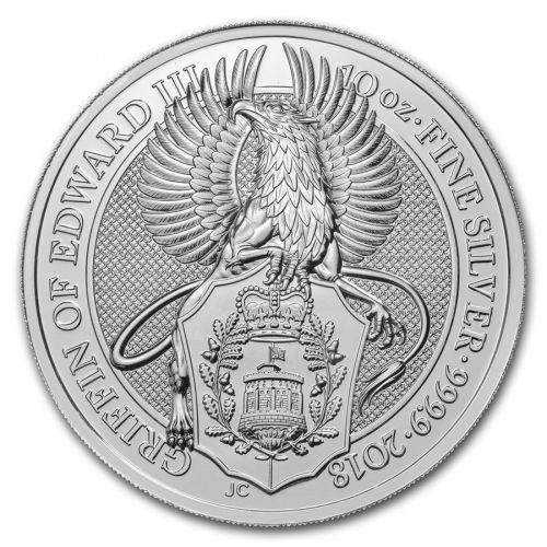 Queens Beast Griffin of Edward III - 10 oz 2018, Postzegels en Munten, Munten | Europa | Niet-Euromunten, Losse munt, Zilver, Verzenden