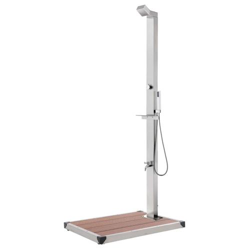 vidaXL Buitendouche met bruine basis 225 cm roestvrij staal, Tuin en Terras, Zwembad-toebehoren, Nieuw, Verzenden