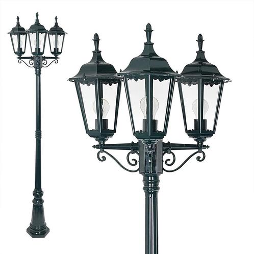 Lantaarnpaal Ancona 3-lichts buitenlamp zwart, Tuin en Terras, Buitenverlichting, Verzenden