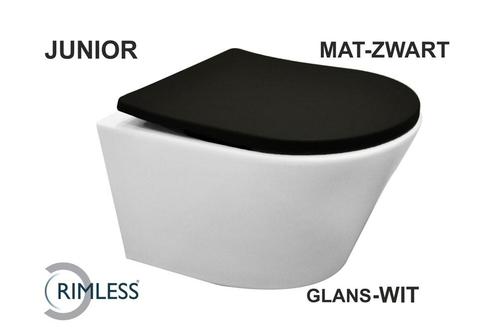Vesta-Junior rimless wandcloset wit+ Shade zitting mat-zwart, Doe-het-zelf en Verbouw, Sanitair, Ophalen of Verzenden