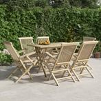 vidaXL 7-delige Tuinset massief teakhout grijs, Verzenden, 6 zitplaatsen, Nieuw, Tuinset