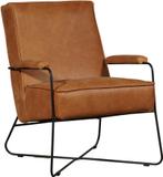 Cognac leren moderne design fauteuil - Vintage Leer Cognac (, Huis en Inrichting, Fauteuils, Nieuw, Ophalen of Verzenden, 50 tot 75 cm