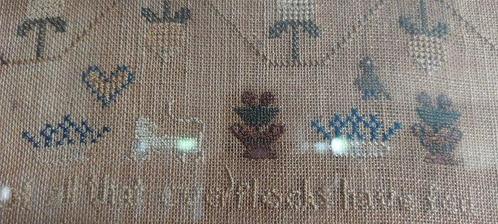 Wanddecoratie - Stick-Sampler uit 1867 – met de hand gestikt, Antiek en Kunst, Antiek | Overige Antiek