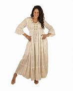 Ecru lange jurk met goudkleurige details van El-Vita, Kleding | Dames, Jurken, Nieuw, Verzenden