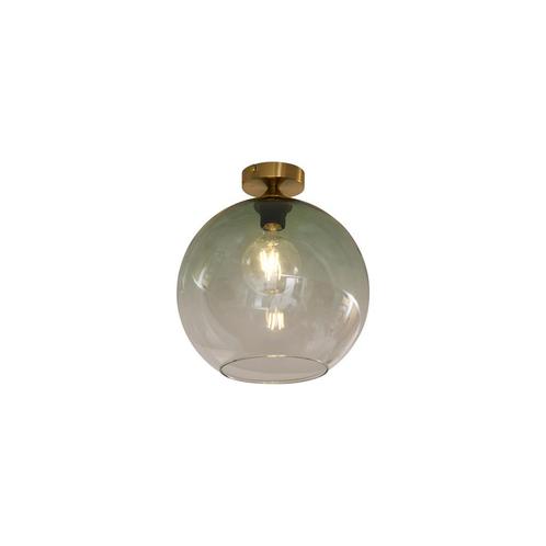 Art Deco plafondlamp messing met groen glas - Sandra, Huis en Inrichting, Lampen | Plafondlampen, Nieuw, Glas