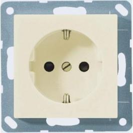 Jung Wandcontactdoos + randaarde Kinderveilig 1V wit, Doe-het-zelf en Verbouw, Elektra en Kabels, Stopcontact, Nieuw