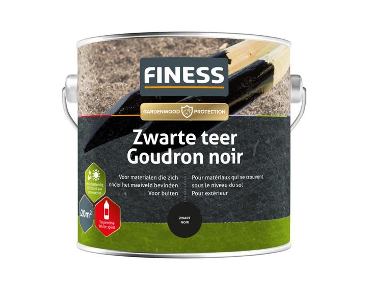 Finess Finess zwarte teer 2,5 liter, zwart, Doe-het-zelf en Verbouw, Verf, Beits en Lak, Nieuw, Verzenden