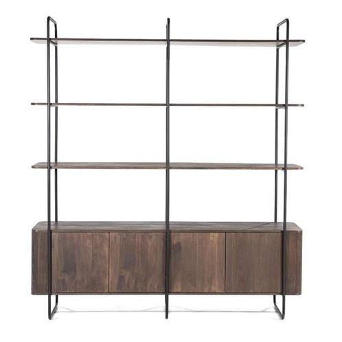 Wandkast James 4-deurs - Bruin - 95863 - wandkasten, Huis en Inrichting, Kasten | Buffetkasten, Nieuw, Overige materialen