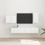 vidaXL TV Wandkast Set Wandgemonteerd 4 pcs Wit Bewerkt hout, Minder dan 50 cm, Verzenden, Nieuw, Minder dan 100 cm