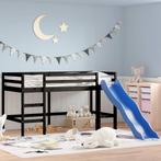 vidaXL Kinderhoogslaper met glijbaan grenenhout zwart 90x200, Huis en Inrichting, 90 cm, Eenpersoons, Verzenden, Zwart