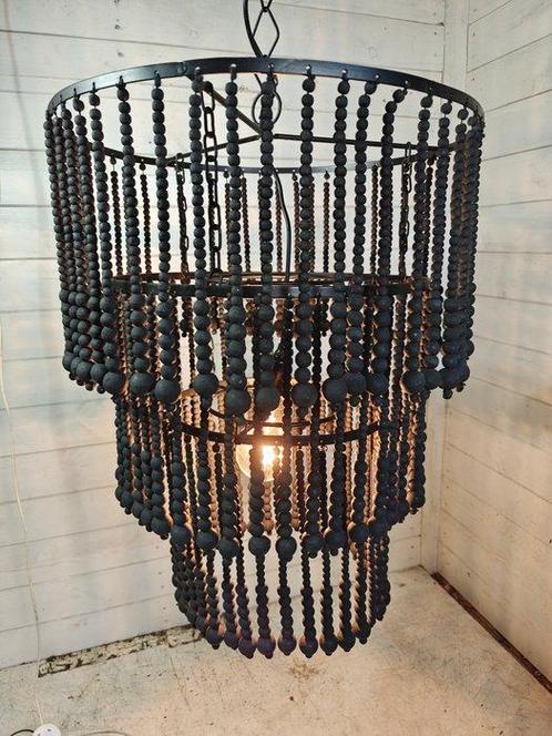 Onbekend - Een extreem groot ketting en hout hanglamp - Lamp, Antiek en Kunst, Curiosa en Brocante