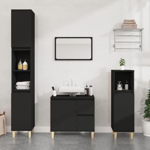 vidaXL Badkamerkast 30x30x190 cm bewerkt hout zwart, Huis en Inrichting, Tafels | Kaptafels, Nieuw, Verzenden
