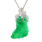 Witgouden vintage hanger met jade en diamant 14 kt, Ophalen of Verzenden, Nieuw