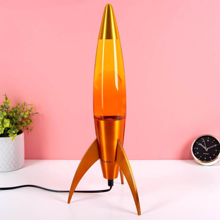 Rocket lavalamp oranje geel gradient, Huis en Inrichting, Lampen | Overige, Verzenden
