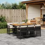 vidaXL 7-delige Tuinset met kussens poly rattan zwart, 6 zitplaatsen, Nieuw, Tuinset, Verzenden