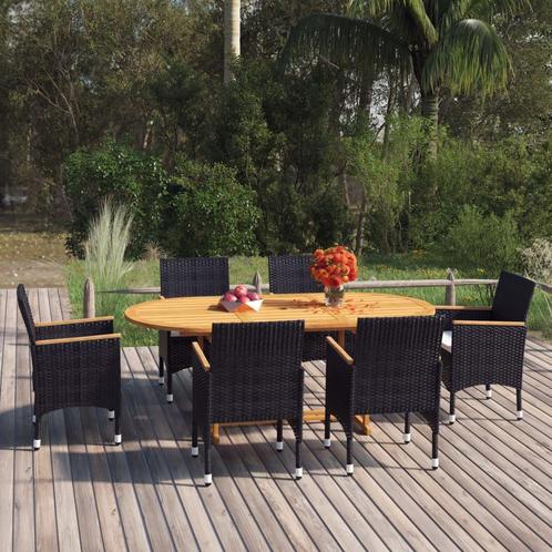vidaXL 7-delige Tuinset poly rattan zwart, Tuin en Terras, Tuinsets en Loungesets, Tuinset, Nieuw, 6 zitplaatsen, Rotan, Verzenden