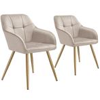 Eetkamerstoel Marilyn, fluweellook, gecapitonneerd - taupe/g, Huis en Inrichting, Stoelen, Verzenden, Nieuw