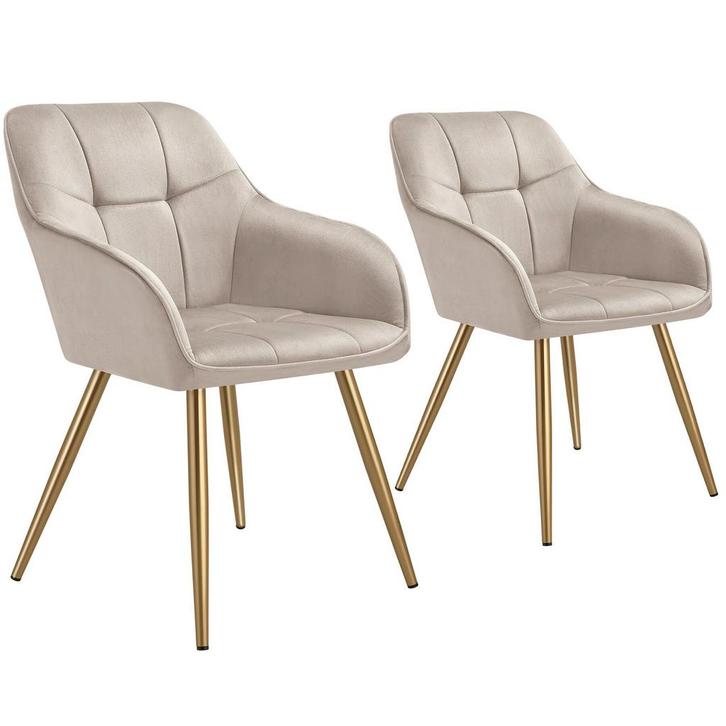 Eetkamerstoel Marilyn, fluweellook, gecapitonneerd - taupe/g, Huis en Inrichting, Stoelen, Verzenden