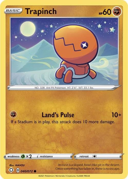 trapinch 040/072 shining fates, Hobby en Vrije tijd, Verzamelkaartspellen | Pokémon, Losse kaart, Nieuw, Foil, Ophalen of Verzenden
