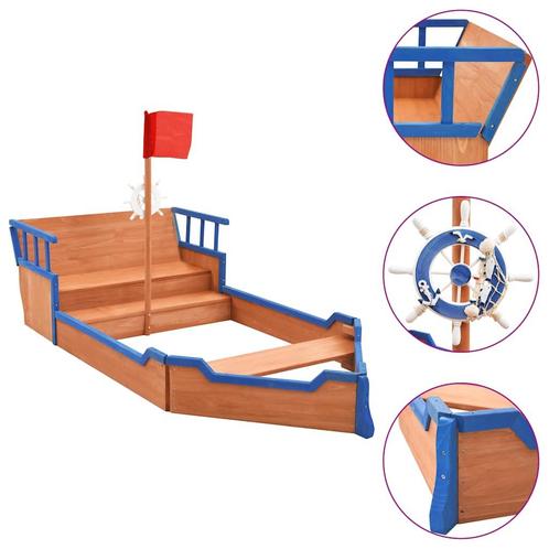 vidaXL Zandbak piratenschip 190x94,5x101 cm vurenhout, Kinderen en Baby's, Speelgoed | Buiten | Zandbakken, Nieuw, Verzenden
