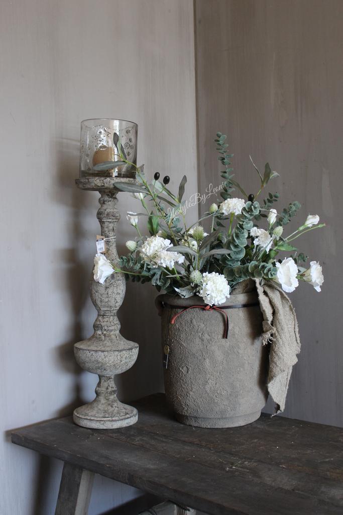 Brynxz stenen pot Rustic 2 ears rope 32 x 30 cm, Huis en Inrichting, Woonaccessoires | Vazen, Nieuw, Ophalen of Verzenden