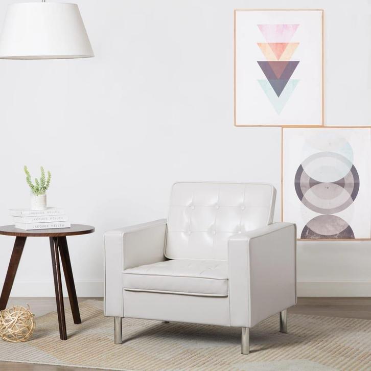 Fauteuil Kunstleer Wit: Comfortabel Tweedekansje! -55%, Huis en Inrichting, Fauteuils, 50 tot 75 cm, Minder dan 75 cm, Nieuw, Ophalen of Verzenden