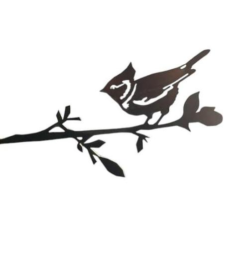 Tuindecoratie kuifmees op boomtak|  31.0 cm x 15.0 cm, Tuin en Terras, Tuinwanddecoratie, Verzenden