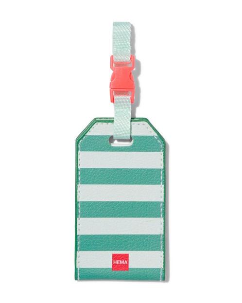 HEMA Bagagelabel groen met strepen van €4.19 voor €3 sale, Sieraden, Tassen en Uiterlijk, Koffers, Nieuw, Verzenden
