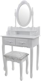 Stijlvolle witte kaptafel met spiegel en krukje - 75x40x1..., Ophalen of Verzenden, Nieuw