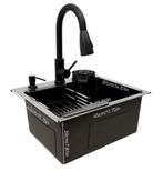 RVS Spoelbak 45x40 cm met Zwarte Uittrekbare Kraan, Verzenden, Nieuw