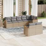 vidaXL 8-delige Loungeset met kussens poly rattan beige, Verzenden, Nieuw, Rotan, Loungeset