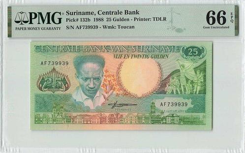 1988 Suriname P 132b 25 Gulden Pmg 66 Epq, Postzegels en Munten, Bankbiljetten | Europa | Niet-Eurobiljetten, Verzenden