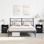 vidaXL Nachtkastje 2 pcs Zwart Eiken 40 x 40 x 50 cm Bewerkt, Minder dan 45 cm, Verzenden, Nieuw, Minder dan 55 cm