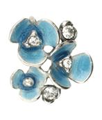 Zilveren Bloemen met swarovski kristallen en blauw emaill..., Nieuw, Verzenden