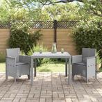 vidaXL Tuin Eetset 3 pcs Lichtgrijs Polt riet, Verzenden, Nieuw, Rotan