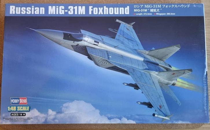 HobbyBoss 81755 Russian MiG-31M Foxhound 1:48, Hobby en Vrije tijd, Modelbouw | Vliegtuigen en Helikopters, Verzenden