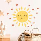 Happy Sunshine muur sticker met hartjes er omheen, Verzenden, Nieuw, Kraamcadeau