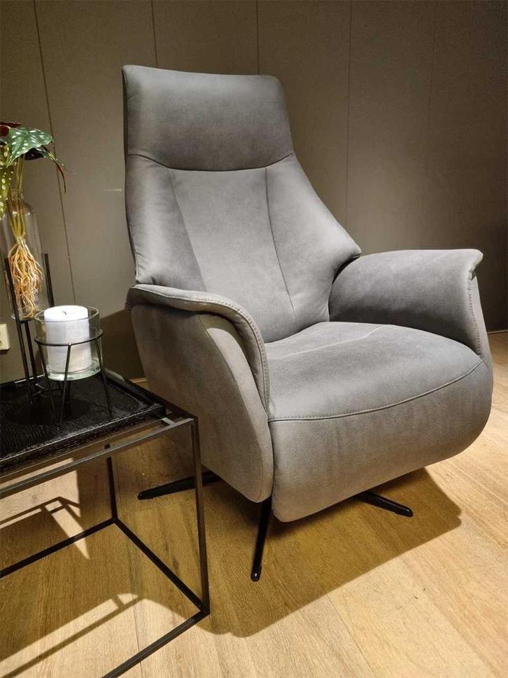 Relaxfauteuil Vorden microvezelstof antraciet handbediening, Huis en Inrichting, Fauteuils, 50 tot 75 cm, 75 tot 100 cm, Nieuw