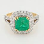 GIA  - (Emerald) 2.93  Ct, & Diamond 0.79 Ct 74 Pcs - 14