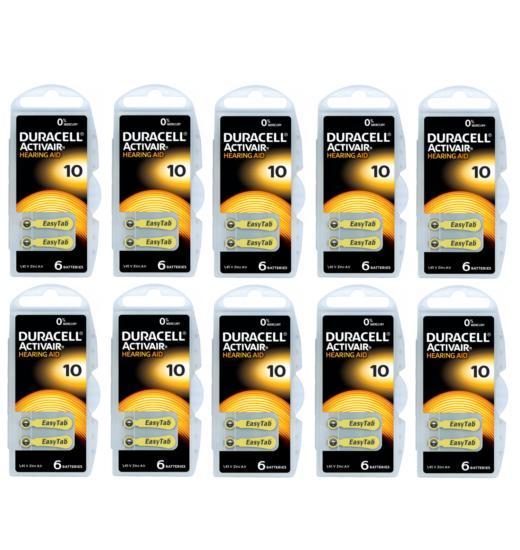 Duracell Hoorapparaat batterij DA10 geel (60 stuks), Diversen, Verpleegmiddelen, Nieuw, Ophalen of Verzenden