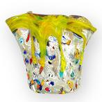 Filippo Maso - Vaas - Gele zakdoek met bladzilver en murrine