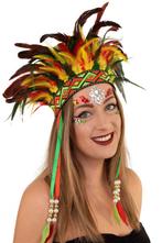 Verentooi Geel Rood Groen Veren Tooi Hoofdtooi Indianentooi, Ophalen of Verzenden, Nieuw, Carnaval